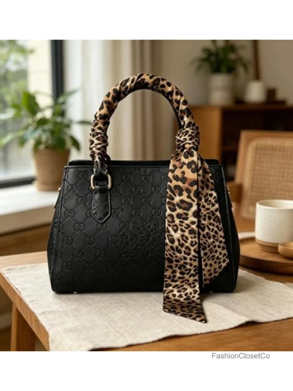 Long Thin Leopard Skinny Scarf for Women - Cheetah Printed Satin Ribbon Tie,